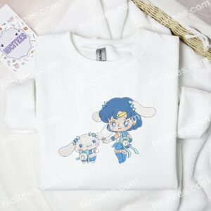 Sailor Mercury and Cinnamon Roll Sailor Moon Anime Embroidered Shirt 1 Sailor Mercury and Cinnamon Roll Sailor Moon Anime Embroidered Shirt 3