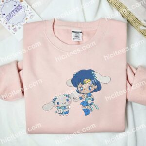 Sailor Mercury and Cinnamon Roll Sailor Moon Anime Embroidered Shirt 2 Sailor Mercury and Cinnamon Roll Sailor Moon Anime Embroidered Shirt
