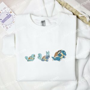 Squirtle Evolution Line Pokemon Anime Embroidered Shirt 1 Squirtle Evolution Line Pokmon Anime Embroidered Shirt 3