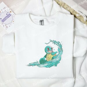 Squirtle On Wave Pokemon Anime Embroidered Shirt 1 Squirtle On Wave Pokmon Anime Embroidered Shirt 3