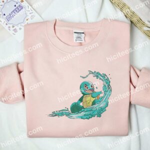 Squirtle On Wave Pokemon Anime Embroidered Shirt 2 Squirtle On Wave Pokmon Anime Embroidered Shirt
