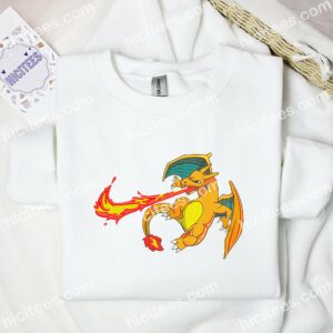 Charizard Breathing Fire Pokemon Anime Embroidered Shirt 1 Charizard Breathing Fire Pokmon Anime Embroidered Shirt 3