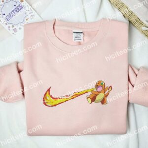 Charmander Breathing Fire Pokemon Anime Embroidered Shirt 2 Charmander Breathing Fire Pokmon Anime Embroidered Shirt