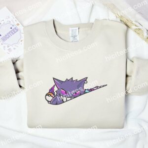 Gengar Pokemon Anime Embroidered Shirt 1 Gengar Pokemon Anime Embroidered Shirt 3 2