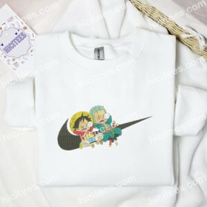 Luffy And Zoro Chibi Sleeping One Piece Anime Embroidered Shirt 1 Luffy And Zoro Chibi Sleeping One Piece Anime Embroidered Shirt 3