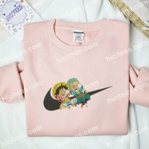 Luffy And Zoro Chibi Sleeping One Piece Anime Embroidered Shirt 2 Luffy And Zoro Chibi Sleeping One Piece Anime Embroidered Shirt