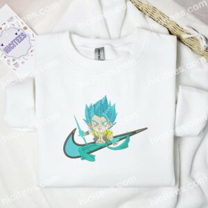 Gogeta Blue Chibi Dragon Ball Anime Embroidered Shirt 1 Gogeta Blue Chibi Dragon Ball Anime Embroidered Shirt 3
