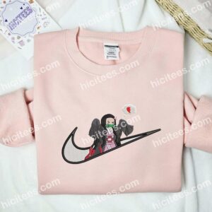 Nezuko Cute Demon Slayer Anime Embroidered Shirt 2 Nezuko Cute Demon Slayer Anime Embroidered Shirt