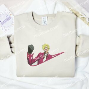 Vinsmoke Sanji Burgundy Suit One Piece Anime Embroidered Shirt 3