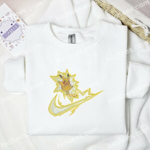 Pikachu Electric Shock Pokemon Anime Embroidered Shirt 1 Pikachu Electric Shock Pokemon Anime Embroidered Shirt 3