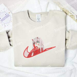 Zero Two Bloody Darling in the Franxx Anime Embroidered Shirt 1 Zero Two Bloody Darling in the Franxx Anime Embroidered Shirt 3