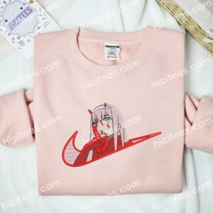 Zero Two Bloody Darling in the Franxx Anime Embroidered Shirt 2 Zero Two Bloody Darling in the Franxx Anime Embroidered Shirt