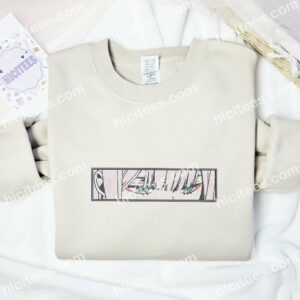 Zero Two Eyes Darling In The Franxx Anime Embroidered Shirt 1 Zero Two Eyes Darling In The Franxx Anime Embroidered Shirt 3