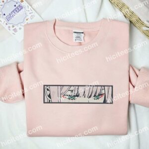 Zero Two Eyes Darling In The Franxx Anime Embroidered Shirt 2 Zero Two Eyes Darling In The Franxx Anime Embroidered Shirt