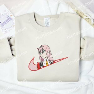 Zero Two Sad Darling in the Franxx Anime Embroidered Shirt 1 Zero Two Sad Darling in the Franxx Anime Embroidered Shirt 3