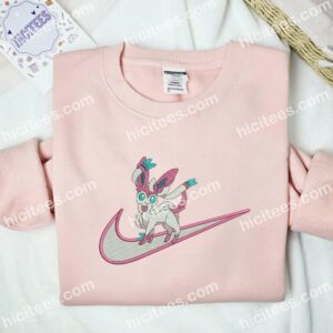 Silveon Pokemon Anime Embroidered Shirt 2 Silveon Pokemon Anime Embroidered Shirt