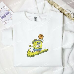 SpongeBob Basketball Cartoon Embroidered Shirt 1 SpongeBob Basketball Cartoon Embroidered Shirt 3