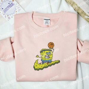 SpongeBob Basketball Cartoon Embroidered Shirt 2 SpongeBob Basketball Cartoon Embroidered Shirt