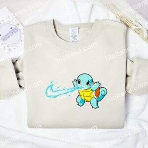 Squirtle Pokemon Anime Embroidered Shirt 1 Squirtle Pokemon Anime Embroidered Shirt 3 5