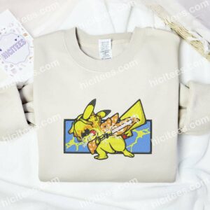Pikachu Cosplay Zenitsu Pokemon Anime Embroidered Shirt 2 Pikachu Cosplay Zenitsu Pokemon Anime Embroidered Shirt