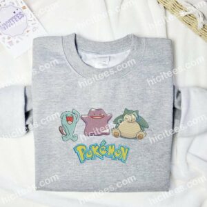 Wobbuffet Ditto Snorlax Pokemon Anime Embroidered Shirt 1 Wobbuffet Ditto Snorlax Pokemon Anime Embroidered Shirt 3