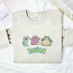 Wobbuffet Ditto Snorlax Pokemon Anime Embroidered Shirt 2 Wobbuffet Ditto Snorlax Pokemon Anime Embroidered Shirt