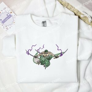 Zoro Three Swords Style One Piece Anime Embroidered Shirt 1 Zoro Three Swords Style One Piece Anime Embroidered Shirt 3 4