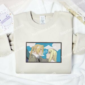 Winry Rockbell And Edward Elric Fullmetal Alchemist Anime Embroidered Shirt 1 Winry Rockbell And Edward Elric Fullmetal Alchemist Anime Embroidered Shirt 3