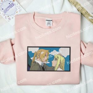 Winry Rockbell And Edward Elric Fullmetal Alchemist Anime Embroidered Shirt 2 Winry Rockbell And Edward Elric Fullmetal Alchemist Anime Embroidered Shirt
