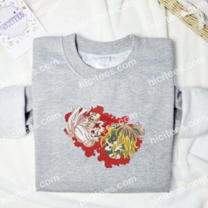 Gyutaro And Daki Face to Face Demon Slayer Anime Embroidered Shirt 1 Gyutaro And Daki Face to Face Demon Slayer Anime Embroidered Shirt 3