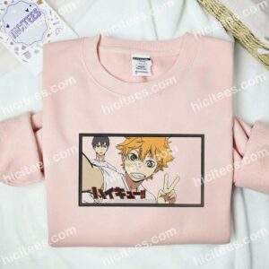 Hinata And Kageyama Haikyuu Anime Embroidered Shirt 2 Hinata And Kageyama Haikyu Anime Embroidered Shirt