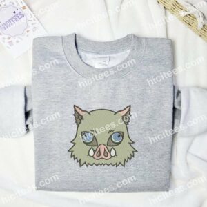 Inosuke Boar Head Demon Slayer Anime Embroidered Shirt 1 Inosuke Boar Head Demon Slayer Anime Embroidered Shirt 3 1