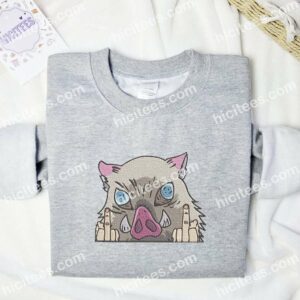 Inosuke Boar Head Demon Slayer Anime Embroidered Shirt 1 Inosuke Boar Head Demon Slayer Anime Embroidered Shirt 3 2