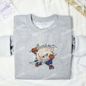 Inosuke Chibi Demon Slayer Anime Embroidered Shirt 3