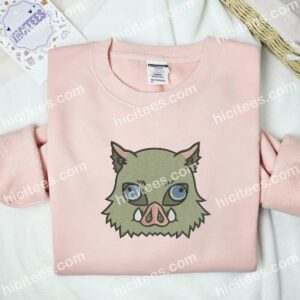 Inosuke Boar Head Demon Slayer Anime Embroidered Shirt 2 Inosuke Boar Head Demon Slayer Anime Embroidered Shirt 1