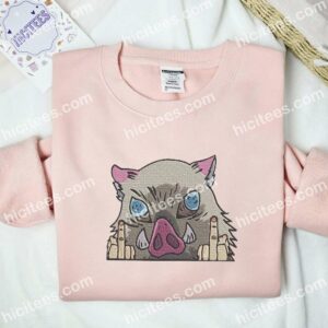 Inosuke Boar Head Demon Slayer Anime Embroidered Shirt 2 Inosuke Boar Head Demon Slayer Anime Embroidered Shirt 4