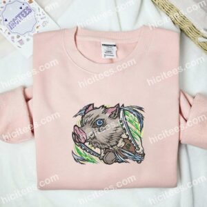 Inosuke Chibi Demon Slayer Anime Embroidered Shirt 2 Inosuke Chibi Demon Slayer Anime Embroidered Shirt 1