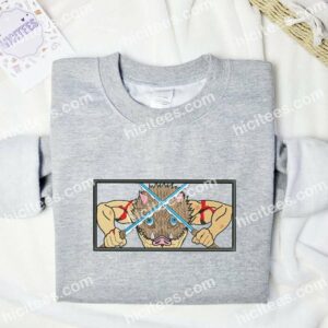 Inosuke Fighting Style Demon Slayer Anime Embroidered Shirt 1 Inosuke Fighting Style Demon Slayer Anime Embroidered Shirt 3 1