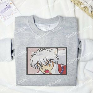Inuyasha Angry InuYasha Anime Embroidered Shirt 1 Inuyasha Angry InuYasha Anime Embroidered Shirt 3