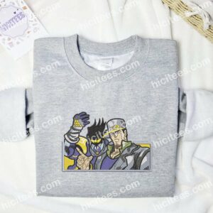 Jotaro Kujo And Star Platinum Jojos Bizarre Adventure Anime Embroidered Shirt 3