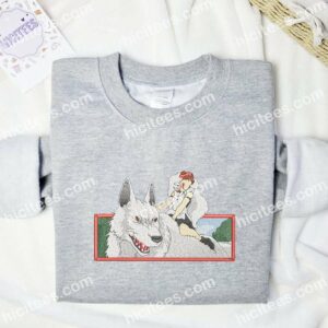 San and Wolf Mononoke Hime Anime Embroidered Shirt 1 San and Wolf Mononoke Hime Anime Embroidered Shirt 3