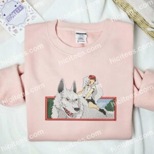 San and Wolf Mononoke Hime Anime Embroidered Shirt 2 San and Wolf Mononoke Hime Anime Embroidered Shirt