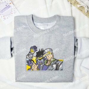 Jotaro Kujo And Star Platinum Jojos Bizzare Adventure Anime Embroidered Shirt 3