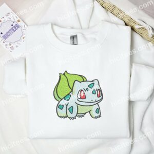 Bulbasaur Pokemon Anime Embroidered Shirt 1 Bulbasaur Pokemon Anime Embroidered Shirt 3 5