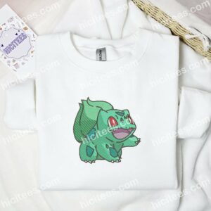 Bulbasaur Smile Pokemon Anime Embroidered Shirt 1 Bulbasaur Smile Pokemon Anime Embroidered Shirt 3