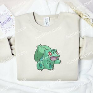 Bulbasaur Smile Pokemon Anime Embroidered Shirt 2 Bulbasaur Smile Pokemon Anime Embroidered Shirt