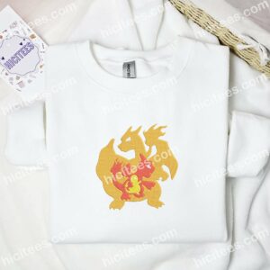 Charmander Evolution Pokemon Anime Embroidered Shirt 1 Charmander Evolution Pokemon Anime Embroidered Shirt 3