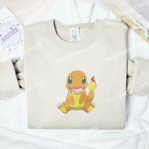 Charmander Cute Pokemon Anime Embroidered Shirt 2 Charmander Cute Pokemon Anime Embroidered Shirt
