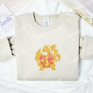 Charmander Evolution Pokemon Anime Embroidered Shirt 2 Charmander Evolution Pokemon Anime Embroidered Shirt