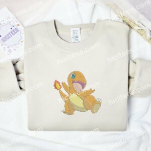 Charmander Happy Pokemon Anime Embroidered Shirt 2 Charmander Happy Pokemon Anime Embroidered Shirt